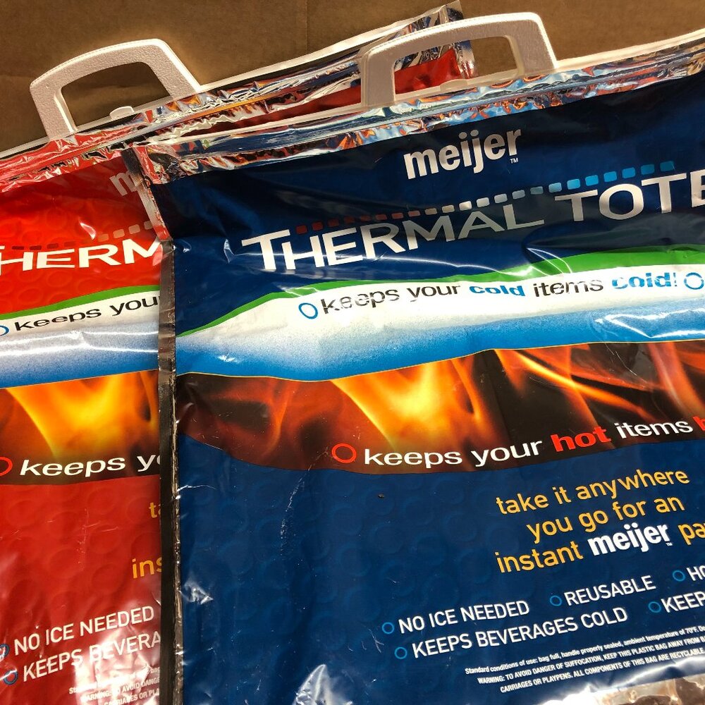 LOT of 2 Meijer Thermal Totes - Keep Cold Things Cold & Hot Hot #F81